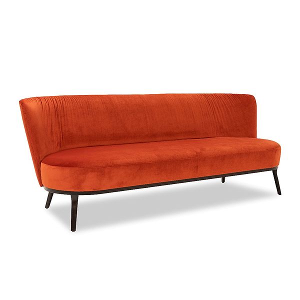 Rotes Cocktailsofa Polo mit elegantem Holzgestell