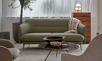 Leolux Sofa Lindo in grünem Leder