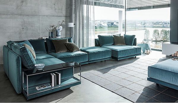 ipdesign Sofalanschaft Cube Lounge, türkisfarbener Velours-Bezug