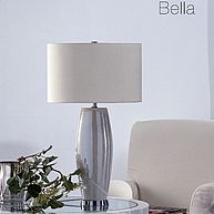 Lampenfuß in Perlmutt creme mit beigem Schirm Modell Bella von Fitz Leuchten