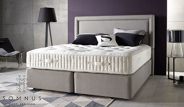 Somnus Boxspring-Bett mit Kopfteil Cannes in grau