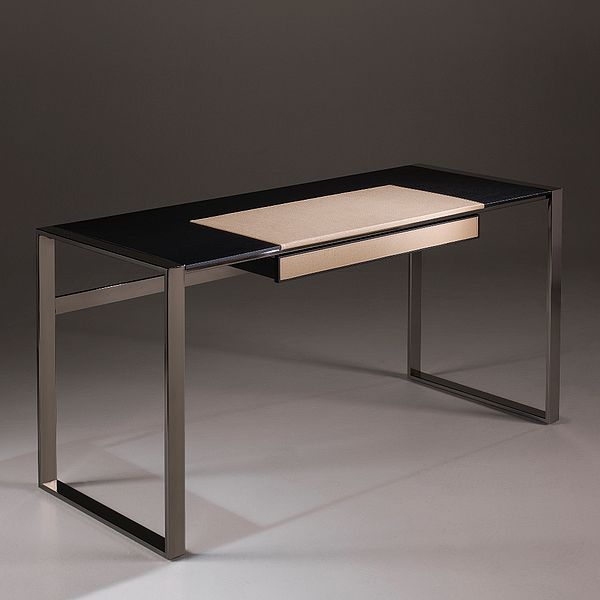 Orsenigo Desk Schreibtisch: Platte Eiche dunkel, Gestell: Bronze