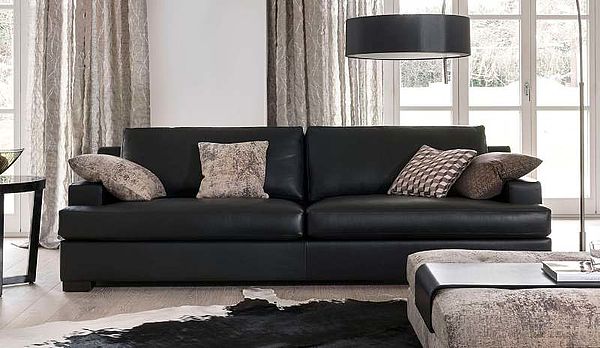 BW Sofa Inspiration mit AL-Typ 6 in schwarzem Leder