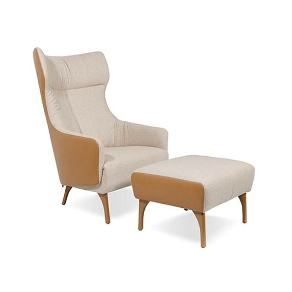 ipdesign Relaxsessel und Hocker Flow in creme-braun