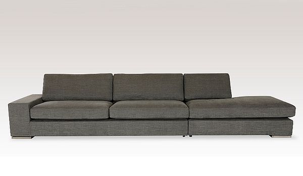 ipdesign Sofa plus Longchair, dunkelgrauer Stoffbezug