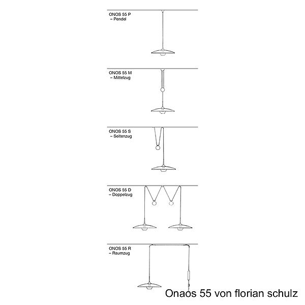 Florian Schulz Pendelzugleuchte ONOS 55, Zeichnung