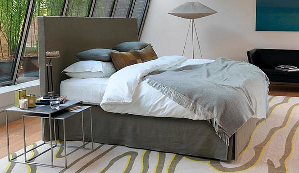 VISPRING Boxspring-Bett mit Kopfteil Arc in grau-grün und Regal Superb Schlafsystem