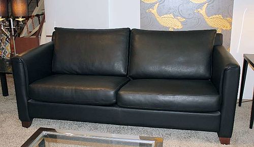 Ledersofa 3Sitzer Murano mit Holzfüßen, Leder Tarifa black von Bench b.v.