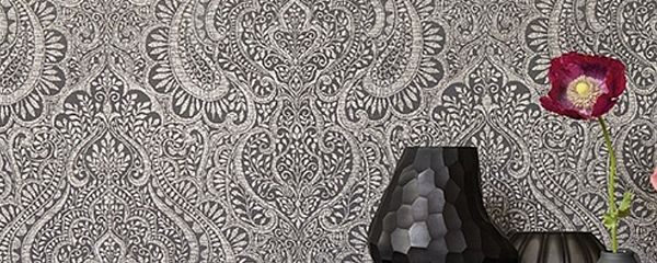 Rasch Textil Vliestapete Ceylon mit Paisley-Muster in schwarz-grau