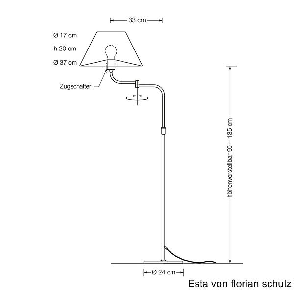 Florian Schulz Leseleuchte Esta, Zeichnung