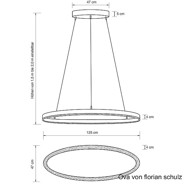 Florian Schulz Pendelleuchte Ova, Zeichnung