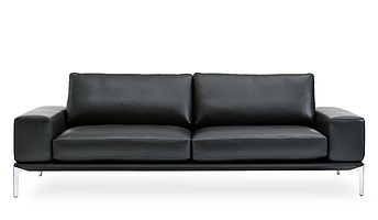 BW Spirit Sofa in Leder schwarz mit Chrom-Füßen
