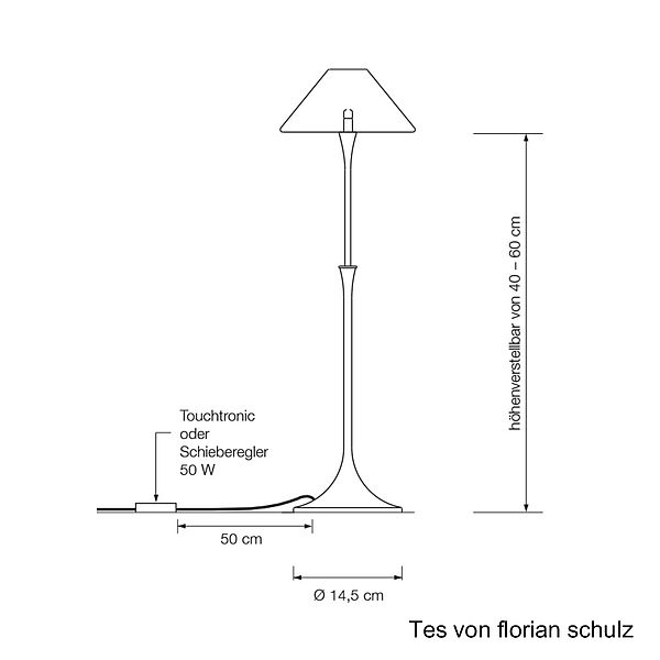 Florian Schulz Tischleuchte TES, Zeichnung