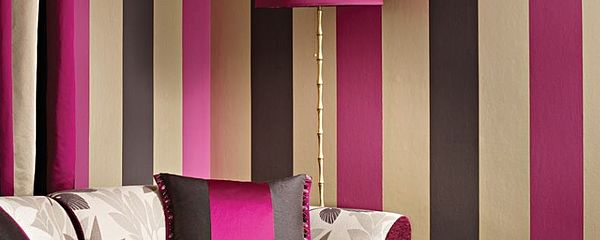 Osborne and Little Tapete Dulwich Stripe in pink-gold-schwarz