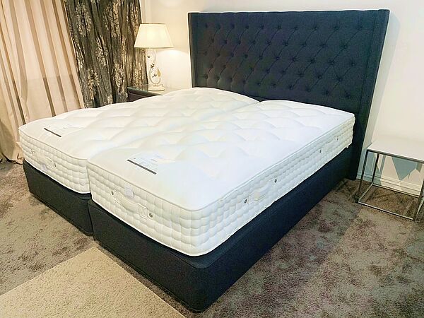 Boxspring-Bett "Opes" von Somnus mit anthrazit-grauem Bezug