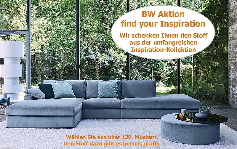 Inspiration Sofa von den Bielefelder Werkstätten zum Sonderpreis, Bezugstoff umsonst.  