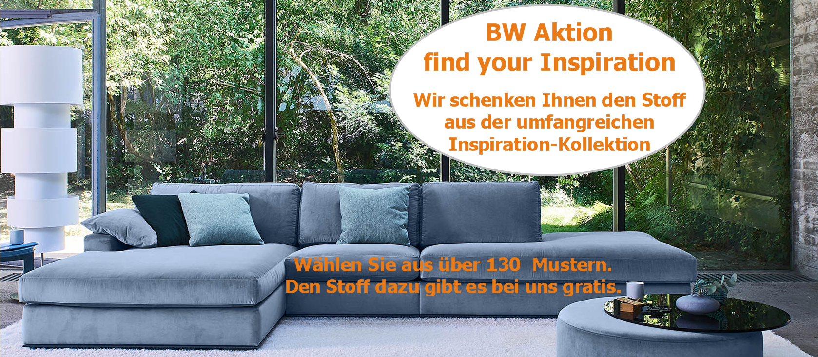 Inspiration Sofa von den Bielefelder Werkstätten zum Sonderpreis, Bezugstoff umsonst.